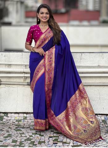 Attrective These Party Wear Saree in Fine Colored.These Saree And Blouse is Fabricated On Soft Silk.Its Beautified With Weaving Jacquard Kadiyal Paithani Gala Designer.