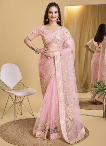 Attrective These Party Wear Saree in Fine Colored.These Saree Are Soft Net And Blouse is Soft Net Fabricated.Its Beautified With Designer Embroidery Work.
