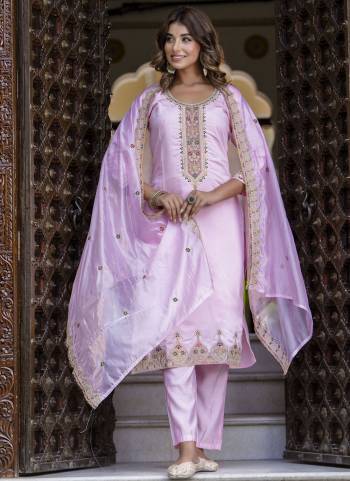Garb These Beautiful Looking Party Wear Readymade Suits With Dupatta.These Suit is Fabricated On Top Are Silk Blend And Bottom Are Silk Blend And Organza Dupatta .Its Beautified With Designer Thread Embroidery Work.