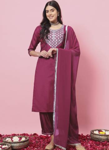 Looking These Beautiful Looking Readymade Suits With Dupatta.These Suit is Fabricated On Top Are Silk Blend And Bottom Are Silk Blend And Nazmin Dupatta .Its Beautified With Designer Embroidery Work.