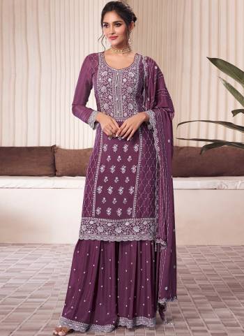 Looking These Party Wear Designer Plazzo Suits in Fine Colored Pair With Dupatta.These Top Are Chinon And Dupatta Are Fabricated On Chinon Pair With Chinon Bottom.Its Beautified With Designer Embroidery Work