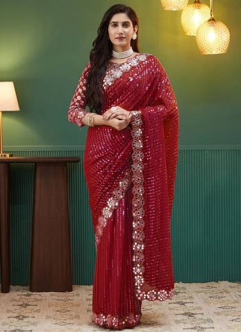 Attractive These Party Wear Saree in Fine Colored.These Saree Are Georgette And Blouse is Fabricated On Georgette.Its Beautified With Designer Sequance,Mirror Embroidery Work.