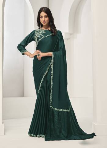 Look Attrective These Designer Party Wear Saree in Fine Colored.These Saree Are Crepe Satin Silk And Blouse Crepe Satin Silk is Fabricated.Its Beautified Desiger Embroidery Work.