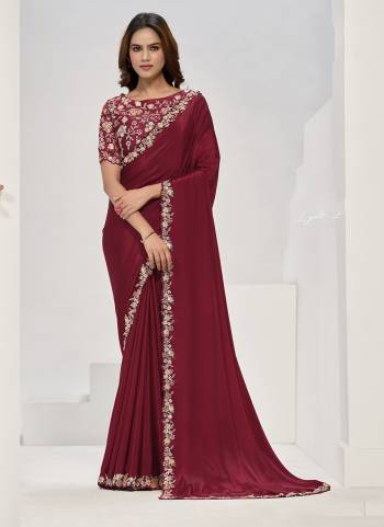 Look Attrective These Designer Party Wear Saree in Fine Colored.These Saree Are Crepe Georgette And Blouse Satin Silk is Fabricated.Its Beautified Desiger Embroidery Work.