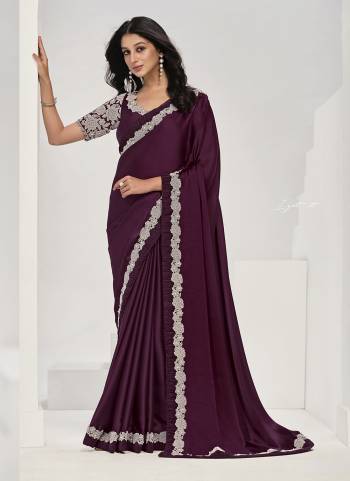 Look Attrective These Designer Party Wear Saree in Fine Colored.These Saree Are Crepe Satin Silk And Blouse Satin Silk is Fabricated.Its Beautified Desiger Embroidery Work.