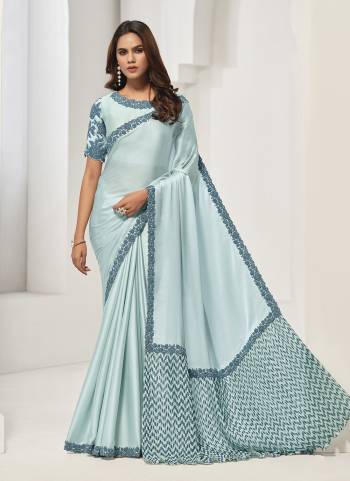 Look Attrective These Designer Party Wear Saree in Fine Colored.These Saree Are Crepe Satin Silk And Blouse Satin Silk is Fabricated.Its Beautified Desiger Embroidery Work.