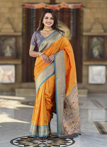 Attrective These Party Wear Saree in Fine Colored.These Saree And Blouse is Fabricated On Paithani Silk.Its Beautified With Weaving Jacquard Peacock Designer.