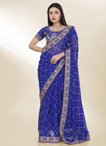 Attective These Party Wear Saree in Fine Colored.These Saree Are Georgette And Blouse is Art Silk Fabricated.Its Beautified With Bandhani Printed,Embroidery Work Lace And Blouse.