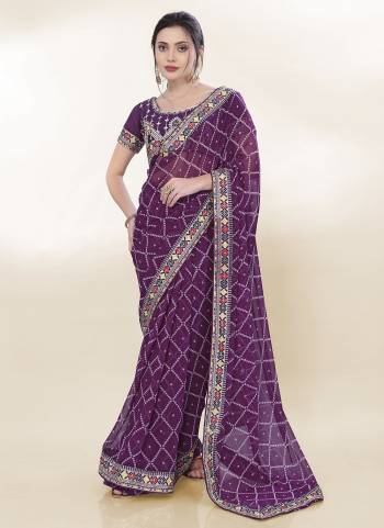 Attective These Party Wear Saree in Fine Colored.These Saree Are Georgette And Blouse is Art Silk Fabricated.Its Beautified With Bandhani Printed,Embroidery Work Lace And Blouse.