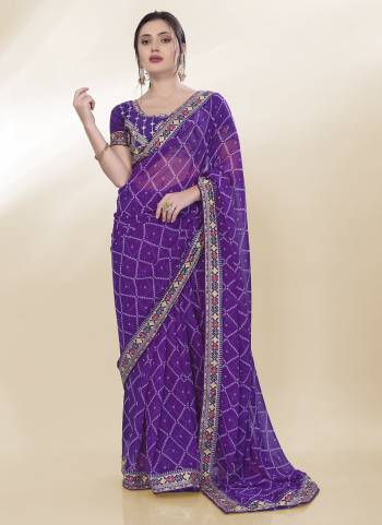 Attective These Party Wear Saree in Fine Colored.These Saree Are Georgette And Blouse is Art Silk Fabricated.Its Beautified With Bandhani Printed,Embroidery Work Lace And Blouse.