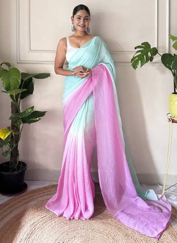 Attrective These Party Wear Ready To Wear Saree in Fine Dual Shaded Colored.These Saree Are Crunchy Pedding And Blouse is Satin Banglori Fabricated.Its Beautified With Pedding Color Printed.