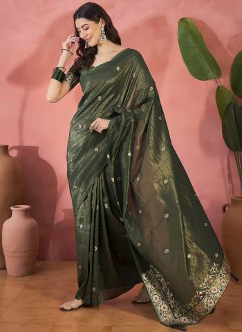 Looking These Party Wear Saree in Fine Colored.These Saree And Blouse Is Shimmer Fabricated.Its Beautified With Wevon Jacquard Designer.
