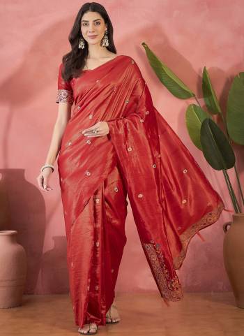 Looking These Party Wear Saree in Fine Colored.These Saree And Blouse Is Shimmer Fabricated.Its Beautified With Wevon Jacquard Designer.
