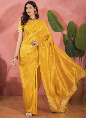 Looking These Party Wear Saree in Fine Colored.These Saree And Blouse Is Shimmer Fabricated.Its Beautified With Wevon Jacquard Designer.