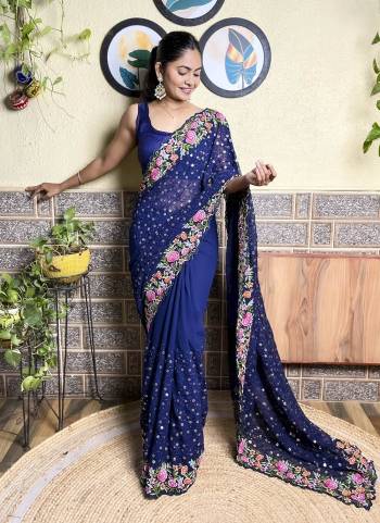 Attrctive Looking These Party Wear Saree in Fine Colored.These Saree Are Georgette And Blouse is Diamond Silk Fabricated.Its Beautified With Designer Multy Thread,Sequance Embroidery Work.