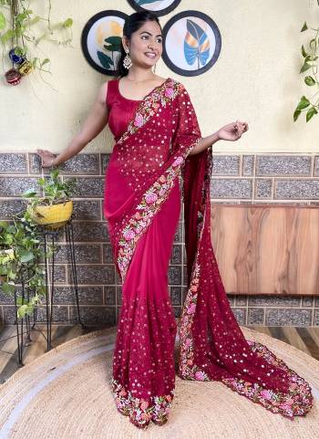 Attrctive Looking These Party Wear Saree in Fine Colored.These Saree Are Georgette And Blouse is Diamond Silk Fabricated.Its Beautified With Designer Multy Thread,Sequance Embroidery Work.