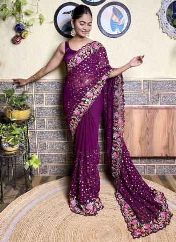 Attrctive Looking These Party Wear Saree in Fine Colored.These Saree Are Georgette And Blouse is Diamond Silk Fabricated.Its Beautified With Designer Multy Thread,Sequance Embroidery Work.