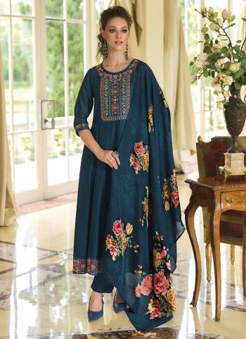 Attractive These Beautiful Looking Readymade Suits With Dupatta.These Suit is Fabricated On Top Are Vichitra Silk And Bottom Are Vichitra Silk And Russion Silk Dupatta .Its Beautified With Designer Multy Thread Embroidery Work,Printed Dupatta.