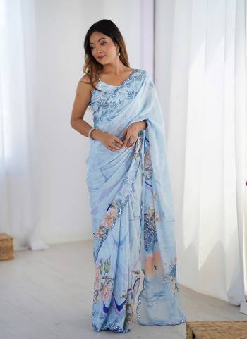 Garb These Party Wear Saree in Fine Colored.These Saree And Blouse is Chinon Fabricated.Its Beautified With Designer Digital Printed With Mirror Cut Work.