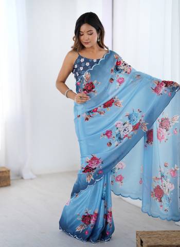 Garb These Party Wear Saree in Fine Colored.These Saree And Blouse is Chinon Fabricated.Its Beautified With Designer Digital Printed With Mirror Cut Work.