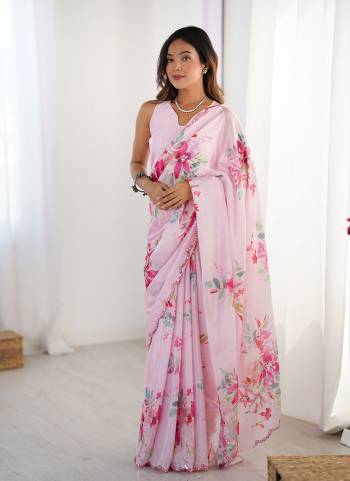 Looking These Party Wear Saree in Fine Colored.These Saree And Blouse is Chinon Fabricated.Its Beautified With Designer Digital Printed With Mirror Cut Work.