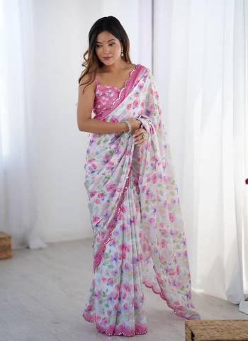 Looking These Party Wear Saree in Fine Colored.These Saree And Blouse is Chinon Fabricated.Its Beautified With Designer Digital Printed With Mirror Cut Work.