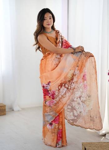 Looking These Party Wear Saree in Fine Colored.These Saree And Blouse is Chinon Fabricated.Its Beautified With Designer Digital Printed With Mirror Cut Work.