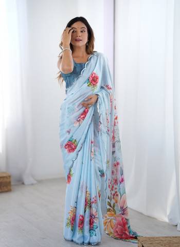 Attrective Looking These Party Wear Saree in Fine Colored.These Saree And Blouse is Chinon Fabricated.Its Beautified With Designer Digital Printed With Mirror Cut Work.