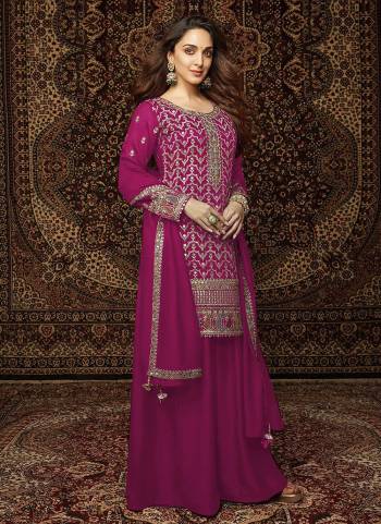 Looking These Designer Plazzo Suit in Fine Colored Pair With Bottom And Dupatta.These Top Are Chinon And Dupatta Are Fabricated On Chinon Pair With Santoon Bottom.Its Beautified With Santoon Inner.Its Beautified With Designer Embroidery Work.