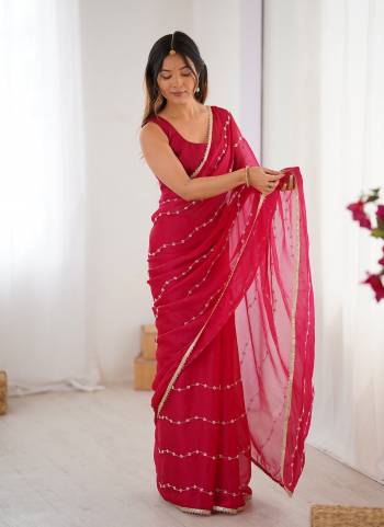 Looking These Party Wear Saree in Fine Colored.These Saree Are Sitara Chiffon And Blouse is Mono Banglori Fabricated.Its Beautified With Designer Beads Moti,Val Sequance Embroidery Work With Codding Lace Border.