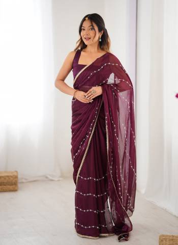 Looking These Party Wear Saree in Fine Colored.These Saree Are Sitara Chiffon And Blouse is Mono Banglori Fabricated.Its Beautified With Designer Beads Moti,Val Sequance Embroidery Work With Codding Lace Border.