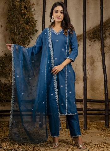 Garb These Beautiful Party Wear Readymade Suits With Dupatta.These Suit is Fabricated On Top And Bottom Are Silk Blend And Organza Dupatta .Its Beautified With Designer Embroidery Work.