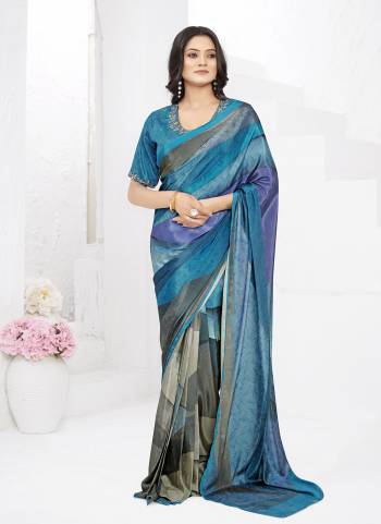 Garb These Party Wear Ready To Wear Saree in Fine Colored.These Saree And Blouse is Fabricated On Crepe Silk.Its Beautified With Designer Digital Printed With Embroidery Work Blouse.
