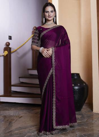 Garb These Party Wear Saree in Fine Colored Pair With Blouse.These Saree Are Chiffon and Blouse Are Fabricated On Chiffon.Its Beautified With Bits Lace Border With Hand Work Blouse Designer.