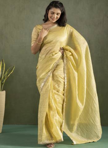 Grab These Party Wear Ready To Wear Saree in Fine Colored Pair With Blouse.These Saree and Blouse Are Fabricated On Chiffon.Its Beautified With Solid With Lace Border Designer.
