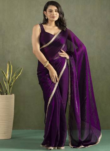 Grab These Party Wear Ready To Wear Saree in Fine Colored Pair With Blouse.These Saree and Blouse Are Fabricated On Chiffon.Its Beautified With Solid With Lace Border Designer.