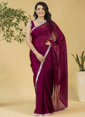 Grab These Party Wear Ready To Wear Saree in Fine Colored Pair With Blouse.These Saree and Blouse Are Fabricated On Chiffon.Its Beautified With Solid With Lace Border Designer.