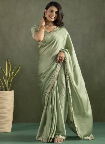 Grab These Party Wear Ready To Wear Saree in Fine Colored Pair With Blouse.These Saree and Blouse Are Fabricated On Chiffon.Its Beautified With Solid With Lace Border Designer.
