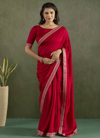 Grab These Party Wear Ready To Wear Saree in Fine Colored Pair With Blouse.These Saree and Blouse Are Fabricated On Chiffon.Its Beautified With Solid With Lace Border Designer.