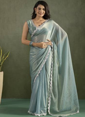 Grab These Party Wear Ready To Wear Saree in Fine Colored Pair With Blouse.These Saree and Blouse Are Fabricated On Chiffon.Its Beautified With Solid With Lace Border Designer.