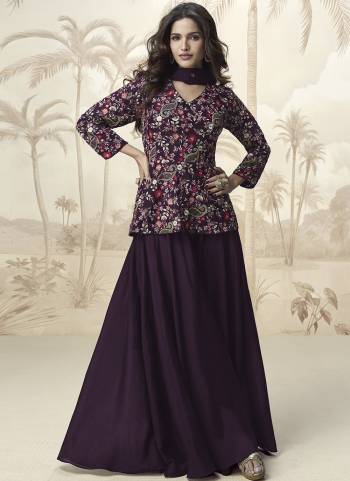 Garb These Party Wear Free Size Stitched Plazzo Suit in Fine Colored Pair With Dupatta.These Top And Bottom Are Chinon And Dupatta Are Chinon And Pair With Crepe Inner.Its Beautified With Heavy Designer Embroidery Work.