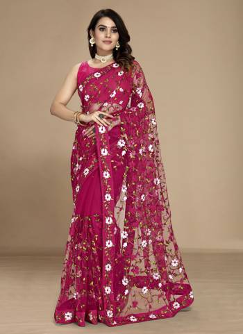 Attactive These Party Wear Saree in Fine Colored.These Saree Are Soft Net And Blouse is Mono Banglori Fabricated.Its Beautified With Designer Multy Thread Embroidery Work.