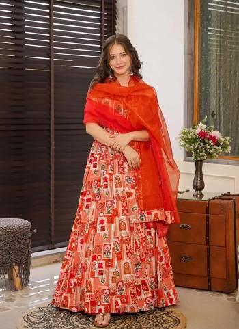 Attrective Looking These Beautiful Looking Readymade Long Gown With Dupatta.These Gown Are Silk is Fabricated And Organza Dupatta.Its Beautified With Designer Digital Printed.