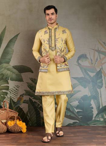 Attrective These Party Wear Readymade Kurta Payjama With Jacket Pair in Fine Colored.These Kurta Payjama And Jacket Are Viscose Silk Fabricated on Pair.Its Beautified With Designer Multy Thread,Sequance Embroidery Work.