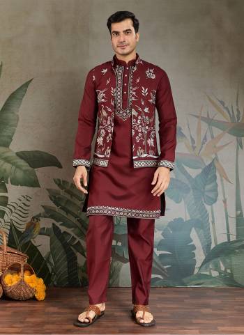 Attrective These Party Wear Readymade Kurta Payjama With Jacket Pair in Fine Colored.These Kurta Payjama And Jacket Are Viscose Silk Fabricated on Pair.Its Beautified With Designer Multy Thread,Sequance Embroidery Work.