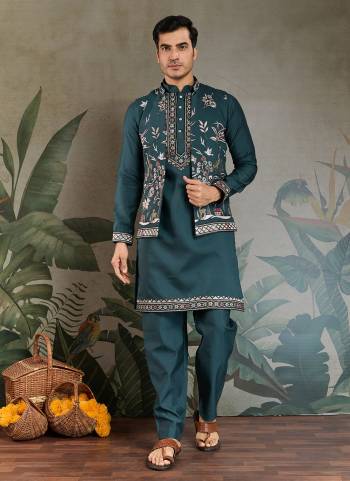 Attrective These Party Wear Readymade Kurta Payjama With Jacket Pair in Fine Colored.These Kurta Payjama And Jacket Are Viscose Silk Fabricated on Pair.Its Beautified With Designer Multy Thread,Sequance Embroidery Work.