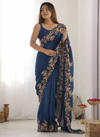 Attrctive Looking These Party Wear Saree in Fine Colored.These Saree Are Vichitra Silk And Blouse is Diamond Silk Fabricated.Its Beautified With Designer Multy Thread,Sequance Embroidery Work.