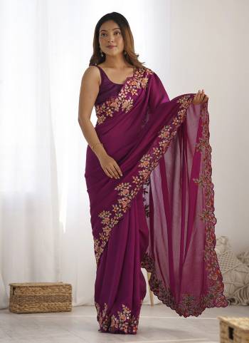 Attrctive Looking These Party Wear Saree in Fine Colored.These Saree Are Vichitra Silk And Blouse is Diamond Silk Fabricated.Its Beautified With Designer Multy Thread,Sequance Embroidery Work.