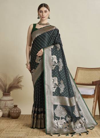 Looking This Party Wear Two Tone Saree Paired With Blouse.This Saree And Blouse Are Satin Silk Fabric With Two Tone Wevon Jari Designer. Buy This Pretty Saree Now.