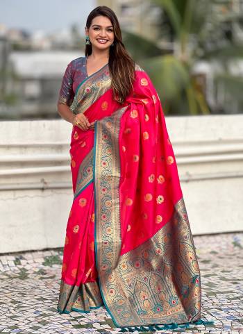Looking These Party Wear Saree in Fine Colored.These Saree And Blouse is Fabricated On Soft Silk.Its Beautified With Weaving Meenakeri Designer.